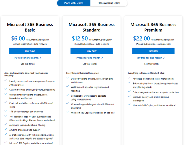 Microsoft 365 Business Standard Plans